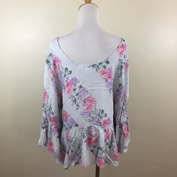 SOMEDAYS LOVIN Floral Wide Sleeve Peplum Shirt Top - Picture 7 of 7